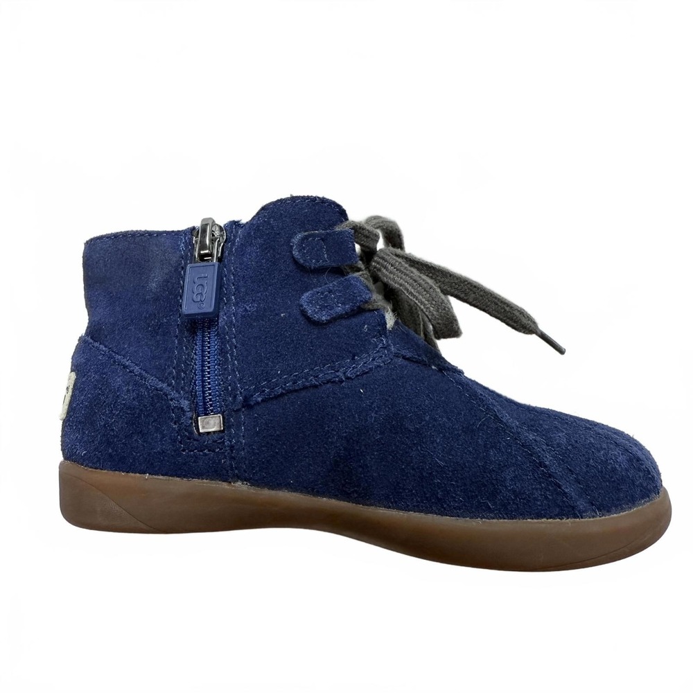 UGG Toddler Navy Blue Suede Ankle Boots with‎ Shearling Lining toddler size 9.5